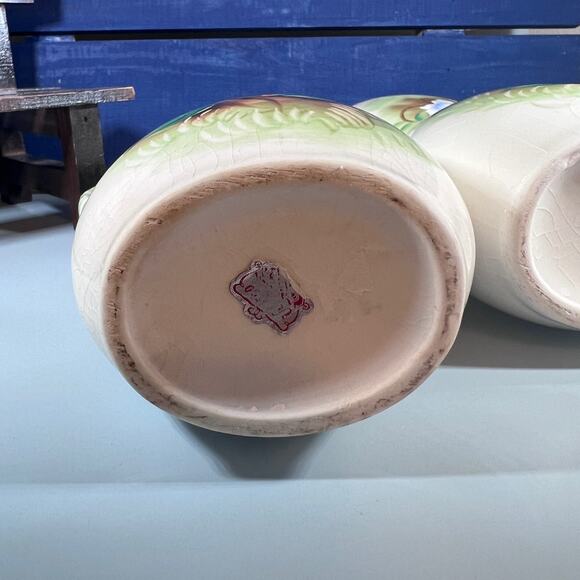 Vintage Hand Painted Ucagco Pitchers Set of 2 Floral Design Garden Colonial Gift - Picture 3 of 7